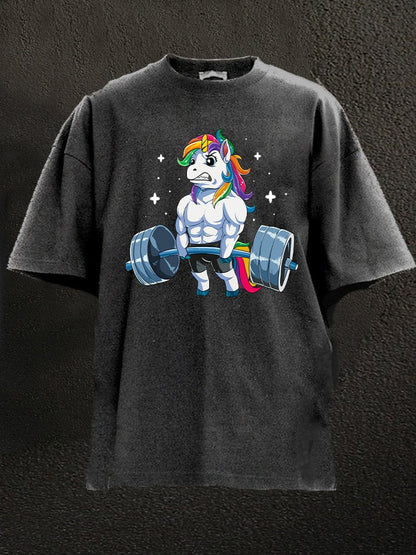 Weightlifting Unicorn Washed Fitness T-Shirt - Gymfit
