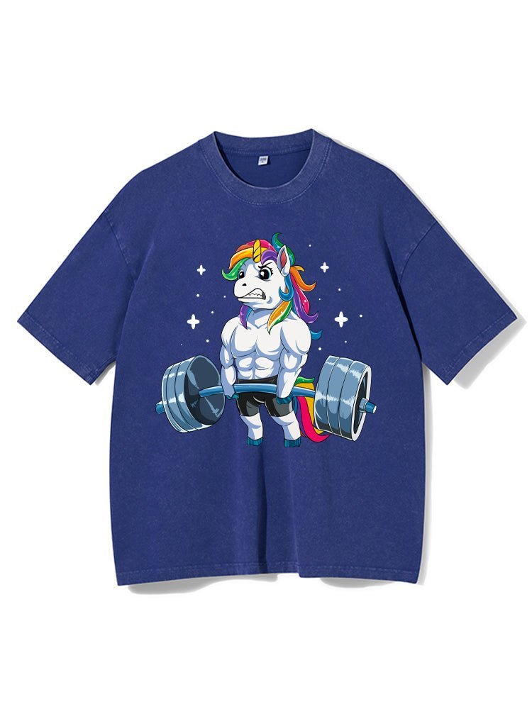 Weightlifting Unicorn Washed Fitness T-Shirt - Gymfit