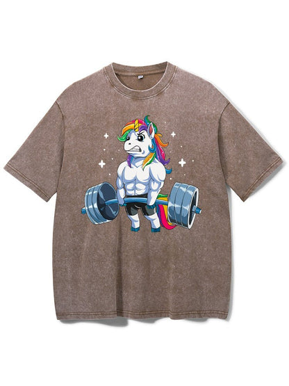 Weightlifting Unicorn Washed Fitness T-Shirt - Gymfit